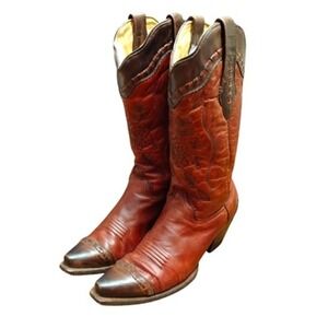 Corral Boots Western Cowboy Boots Women's 8.5M Brown Red Embroidered Westerncore
